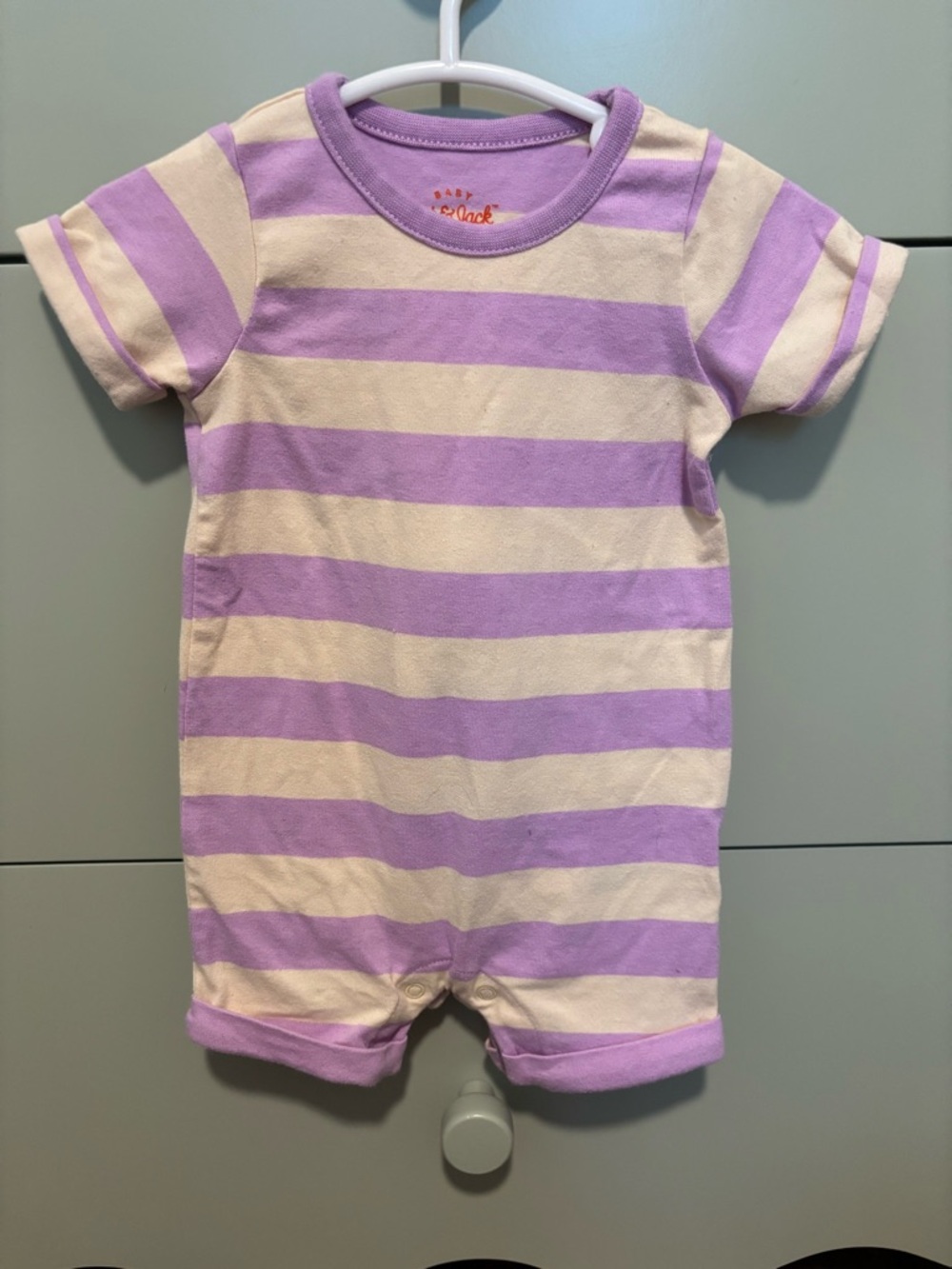 Cat & Jack Lavender and Cream Striped Short-Sleeve Bodysuit